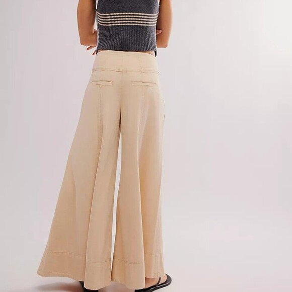 Free People Cream Wide Leg Pants - Picture 3 of 11